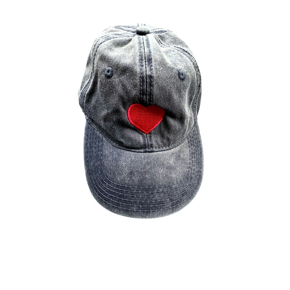 Blue‎ Denim Dad Hat Red Heart – Valentine's Day Love Y2K Coquette, NWOT